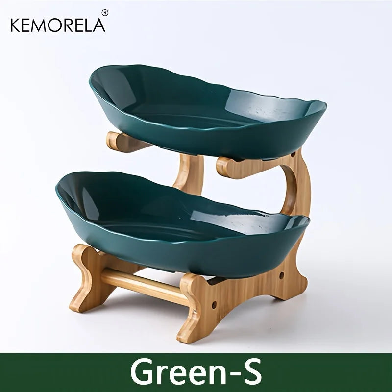 Plato de fruta de 2/3 capas para el hogar, recipiente de plástico para aperitivos, creativo y moderno, cesta de frutas secas, soporte para pastel y ensalada