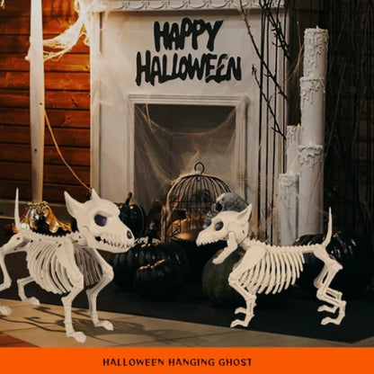 1 pieza de adorno creativo para el hogar de Halloween, esqueleto de animal, decoración de pequeño lobo, esqueleto, decoración de jardín interior y exterior