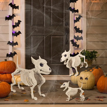 1 pieza de adorno creativo para el hogar de Halloween, esqueleto de animal, decoración de pequeño lobo, esqueleto, decoración de jardín interior y exterior