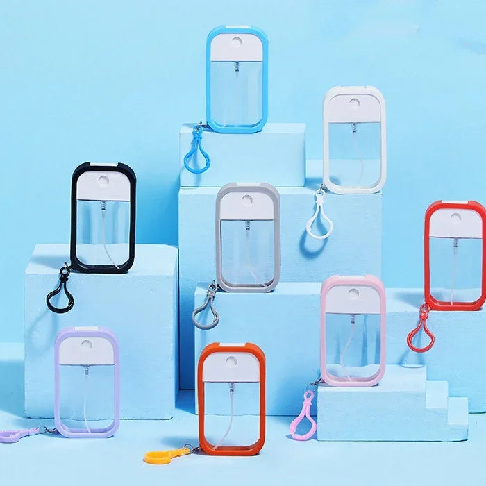 1 Juego de botella pulverizadora de tarjeta de 50ml, subembotellado de Perfume y Alcohol, subembotellado de agua de desinfección, subpaquete portátil de viaje