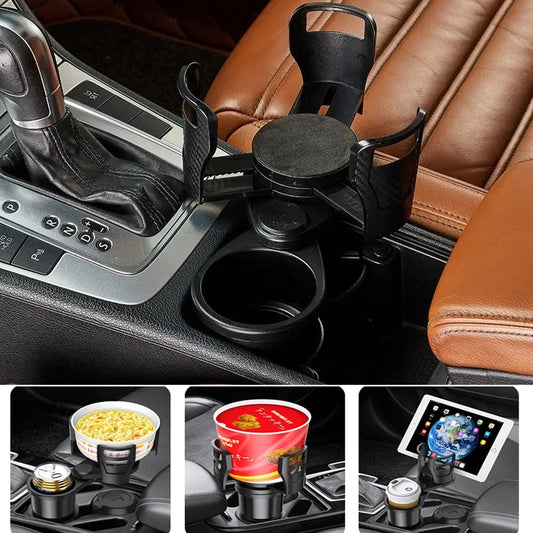 Expansor de portavasos 2 en 1 para coche, soporte ajustable de 360 grados para bebidas, organizador de botellas antivibración, accesorios interiores para coche