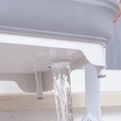 Tabla de cortar plegable multifunción, bañera para platos 3 en 1, escurridor para fregadero plegable, cesta de drenaje para lavabos portátiles para campamento al aire libre