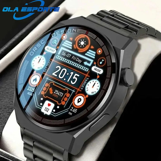 Reloj inteligente Ola Esporte para hombre GT3 Pro, pantalla HD de 390 x 390, control del ritmo cardíaco, llamadas por Bluetooth, IP67, resistente al agua, deportivo, esferas DIY