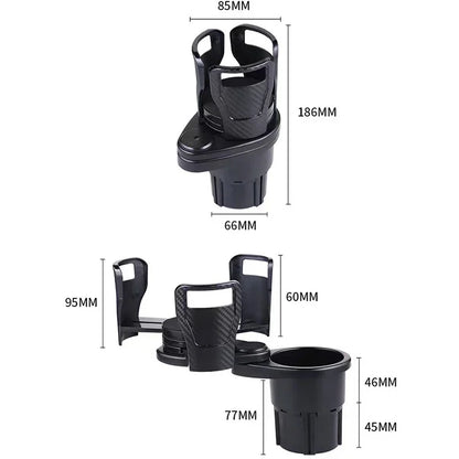 Expansor de portavasos 2 en 1 para coche, soporte ajustable de 360 grados para bebidas, organizador de botellas antivibración, accesorios interiores para coche