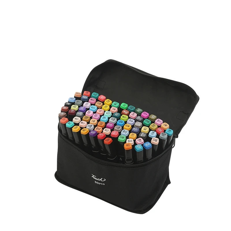 Set de 24-262 marcadores artísticos de doble punta con base oleosa para dibujo, bocetos, graffiti, manga y material escolar de arte.