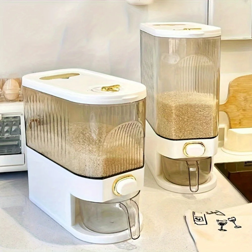 1 dispensador de granos de arroz sellado de gran capacidad: contenedor de almacenamiento de granos a prueba de humedad, adecuado para orden de cocina