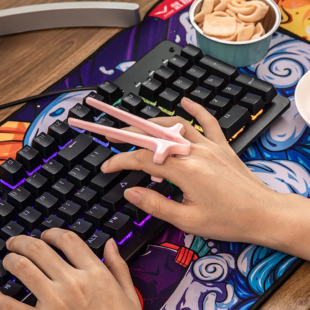 1 unidad de palillos chinos para juegos, soporte para palillos de plástico, funda para dedos de juego, palillos de entrenamiento para juegos