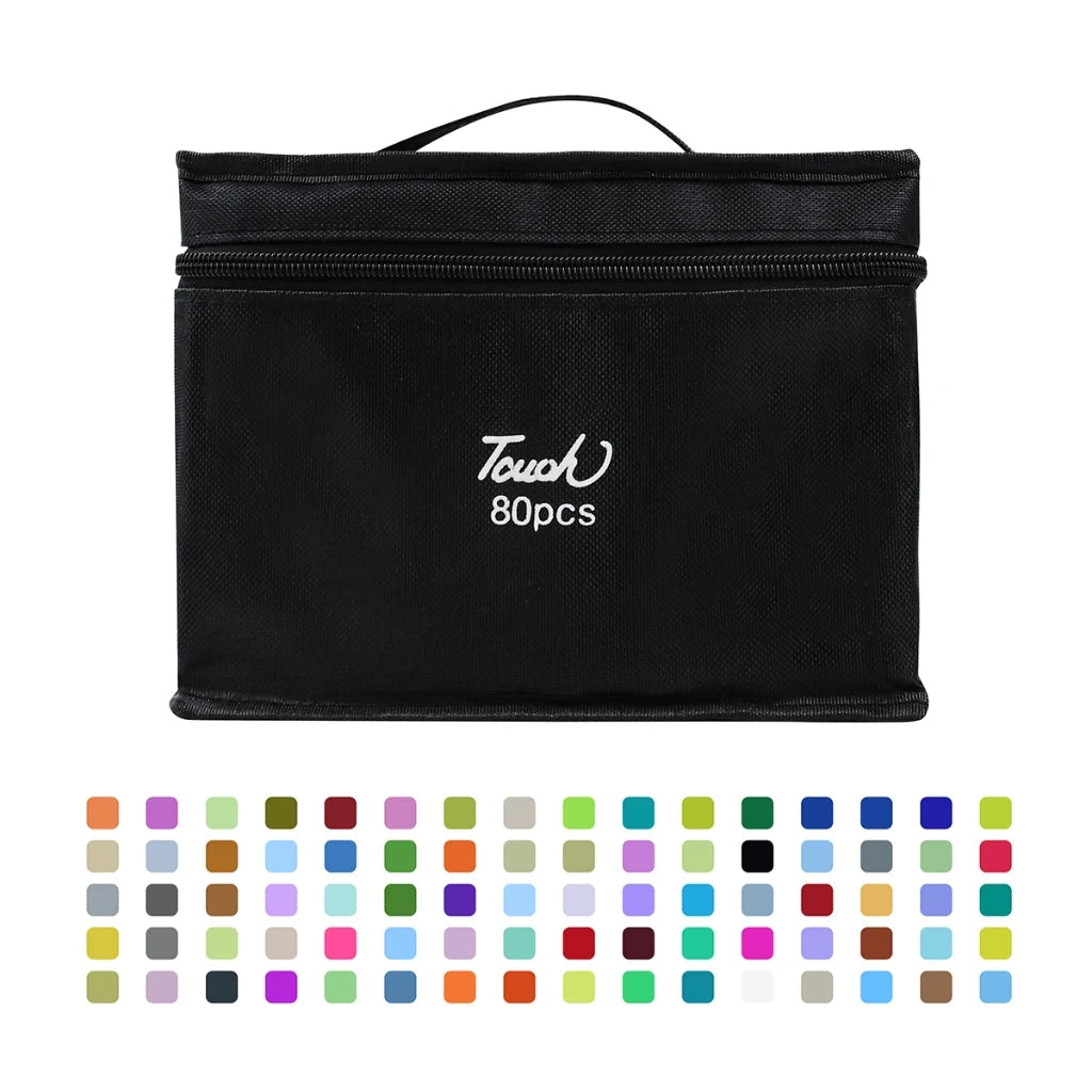 Set de 24 a 168 marcadores artísticos de doble punta con base oleosa para dibujo, bocetos, graffiti, manga y otros materiales escolares de arte.