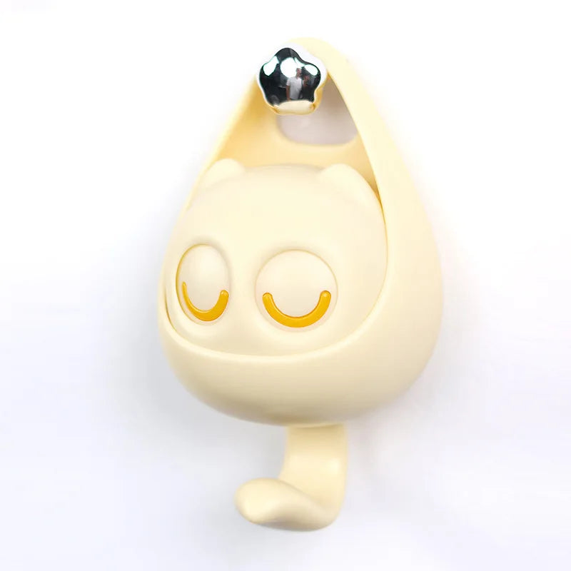 Ganchos de gato de dibujos animados, ganchos adhesivos de pared autoadhesivos, sombrero, bufanda, almacenamiento de llaves, ganchos para decoración del hogar, accesorios de baño, 1-5 uds.