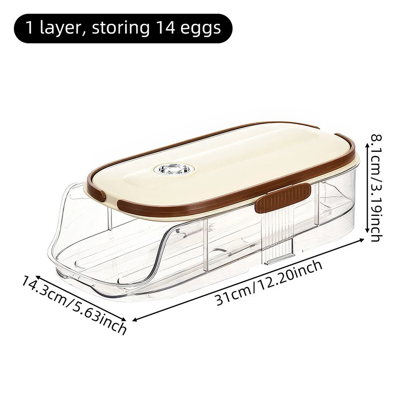 1 pieza, caja de almacenamiento de huevos, rejilla de almacenamiento automática para huevos con ruedas para refrigerador, rejilla de almacenamiento manual para puerta lateral de refrigerador de huevos