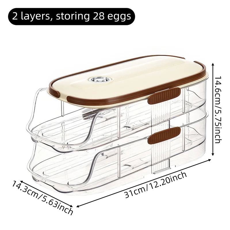 1 pieza, caja de almacenamiento de huevos, rejilla de almacenamiento automática para huevos con ruedas para refrigerador, rejilla de almacenamiento manual para puerta lateral de refrigerador de huevos