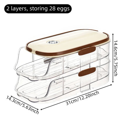 1 pieza, caja de almacenamiento de huevos, rejilla de almacenamiento automática para huevos con ruedas para refrigerador, rejilla de almacenamiento manual para puerta lateral de refrigerador de huevos