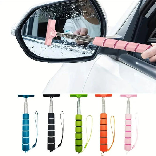 Limpiaparabrisas de acero inoxidable para espejo retrovisor de coche, limpiador extensible para espejo retrovisor de coche, herramientas de limpieza de vidrios para coche, cepillo para limpiar ventanas
