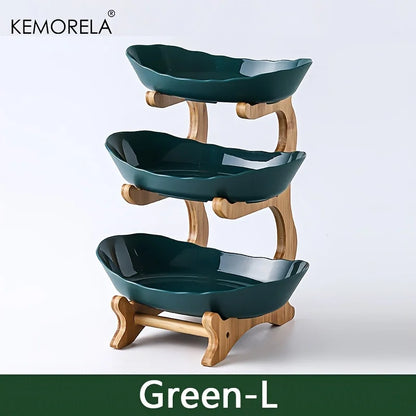 Plato de fruta de 2/3 capas para el hogar, recipiente de plástico para aperitivos, creativo y moderno, cesta de frutas secas, soporte para pastel y ensalada