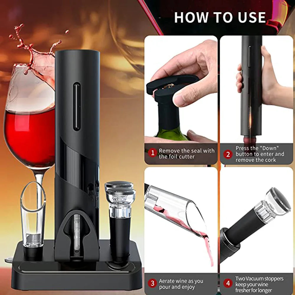 Abridor de vino eléctrico, sacacorchos automático con soporte para abridor de botellas de cerveza, cortador de papel de aluminio, barra de cocina, puede Opene