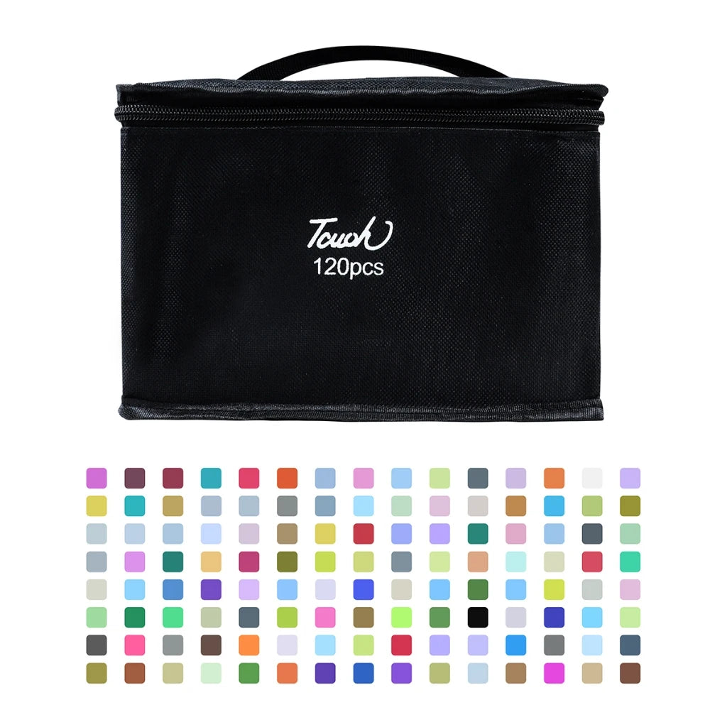 Set de 24 a 168 marcadores artísticos de doble punta con base oleosa para dibujo, bocetos, graffiti, manga y otros materiales escolares de arte.