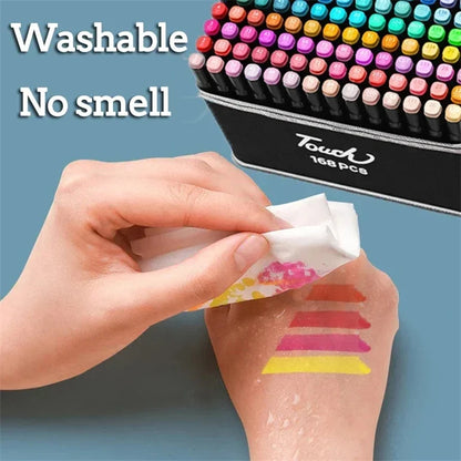 Set de 24-262 marcadores artísticos de doble punta con base oleosa para dibujo, bocetos, graffiti, manga y material escolar de arte.