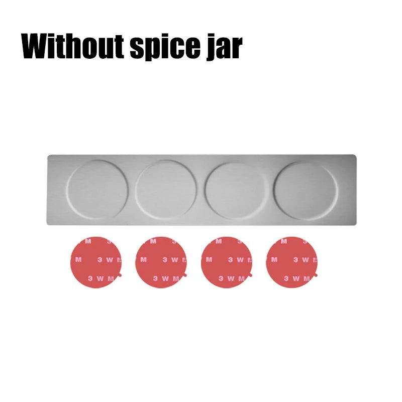 Tarros magnéticos para especias con soporte de pared, latas de acero inoxidable para especias, recipientes para condimentos con etiqueta para especias y base para almacenamiento de alimentos.