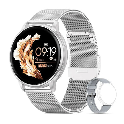 Reloj inteligente con llamadas Bluetooth para mujer, reloj de acero con esfera personalizada, reloj inteligente deportivo con control del ritmo cardíaco y rastreador de actividad física para Android e IOS G35