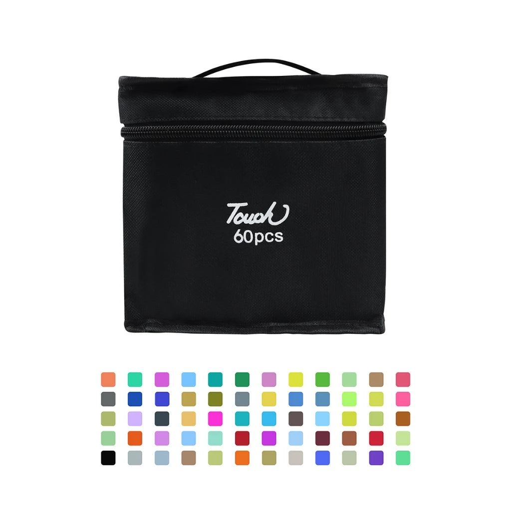 Set de 24 a 168 marcadores artísticos de doble punta con base oleosa para dibujo, bocetos, graffiti, manga y otros materiales escolares de arte.