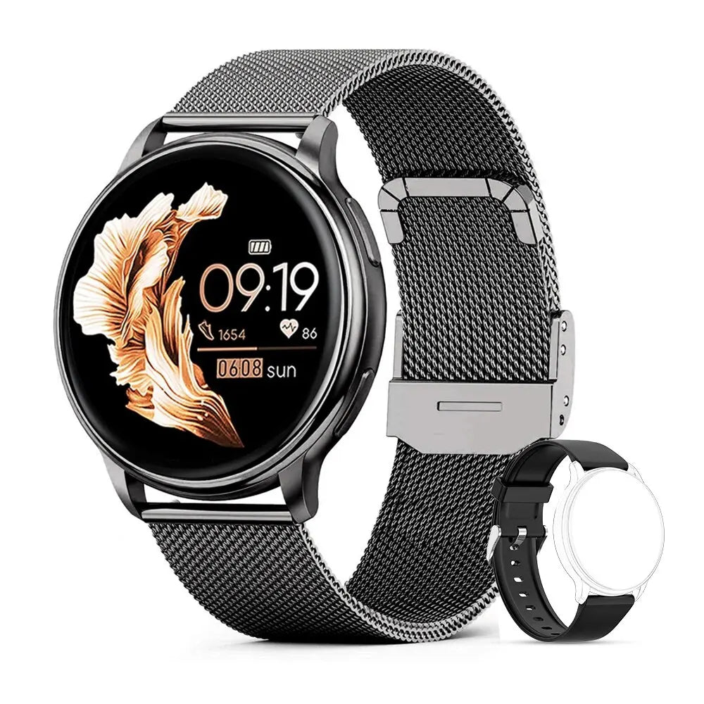 Reloj inteligente con llamadas Bluetooth para mujer, reloj de acero con esfera personalizada, reloj inteligente deportivo con control del ritmo cardíaco y rastreador de actividad física para Android e IOS G35